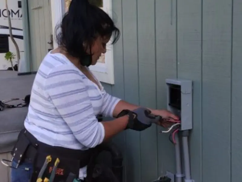 Licensed electrician wiring an exterior subpanel in Lower Gwynedd